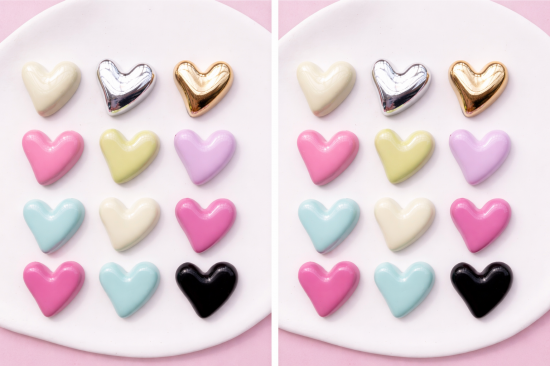 Glimmende hartjes magneten (18 stuks) 1 van demagneetshop.nl