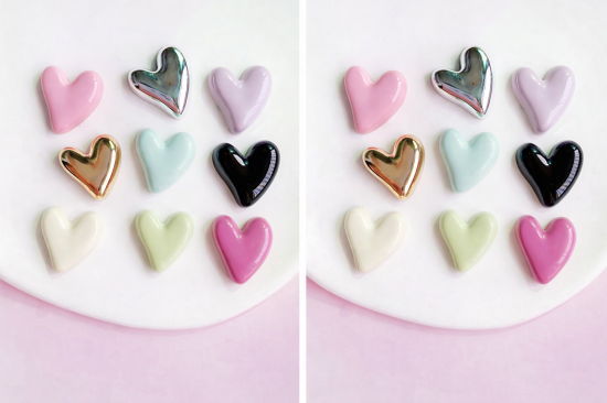 Glimmende hartjes magneten (18 stuks) 2 van demagneetshop.nl