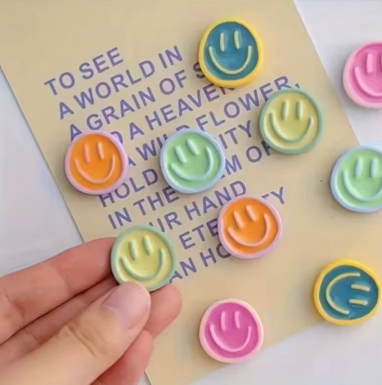 Smiley magneten harde kleuren 10 stuks demagneetshopnl