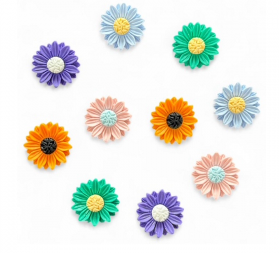 Gekleurde bloem magneten 10 stuks 2 van de magneetshop.nl