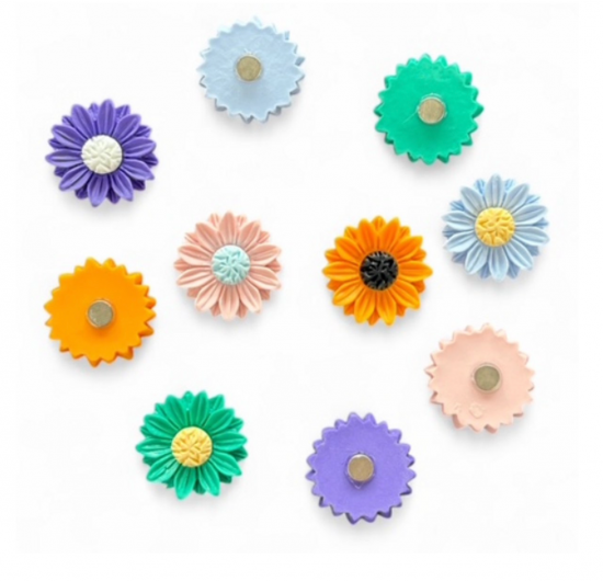 Gekleurde bloem magneten 10 stuks 5 van de magneetshop.nl