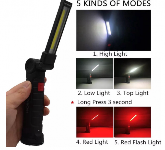 Kleine LED oplaadbare accu werklamp met magneet en oplaadkabel 6 van demagneetshop.nl