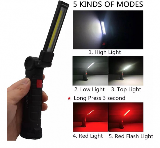 Grote LED Oplaadbare Accu Werklamp met magneet en oplaadkabel 3 van demagneetshop.nl