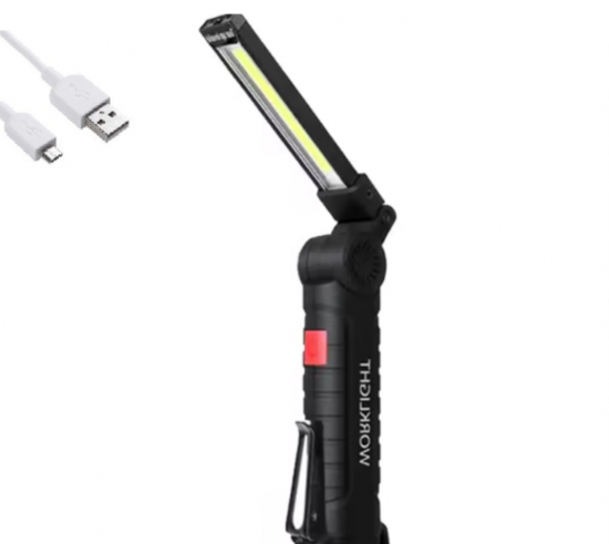 Grote LED Oplaadbare Accu Werklamp met magneet en oplaadkabel van demagneetshop.nl