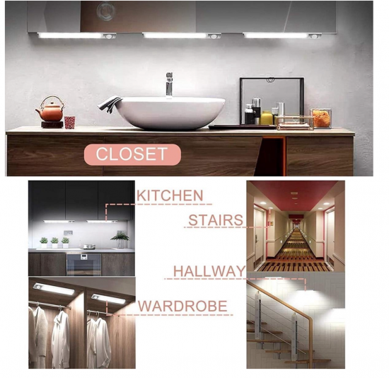 Draadloze 80 LED 3 kleuren Kast | Trap | Garage | Schuur | Keuken bewegingssensor lamp magnetisch en oplaadbaar 4 van demagneetshop.nl