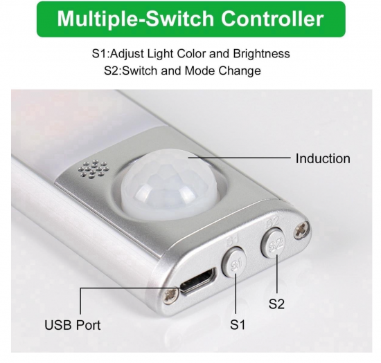 Draadloze 80 LED 3 kleuren Kast | Trap | Garage | Schuur | Keuken bewegingssensor lamp magnetisch en oplaadbaar 6 van demagneetshop.nl