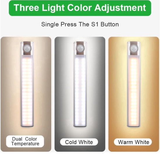 Draadloze 80 LED 3 kleuren Kast | Trap | Garage | Schuur | Keuken bewegingssensor lamp magnetisch en oplaadbaar 7 van demagneetshop.nl