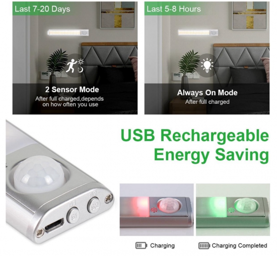 Draadloze 80 LED 3 kleuren Kast | Trap | Garage | Schuur | Keuken bewegingssensor lamp magnetisch en oplaadbaar 8 van demagneetshop.nl