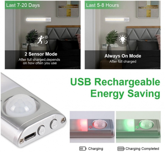 Draadloze 120 LED 3 kleuren Kast | Trap | Garage | Schuur | Keuken bewegingssensor lamp magnetisch en oplaadbaar 6 van demagneetshop.nl