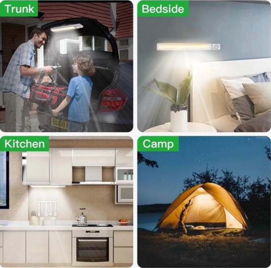 Draadloze 120 LED 3 kleuren Kast | Trap | Garage | Schuur | Keuken bewegingssensor lamp magnetisch en oplaadbaar 9 van demagneetshop.nl