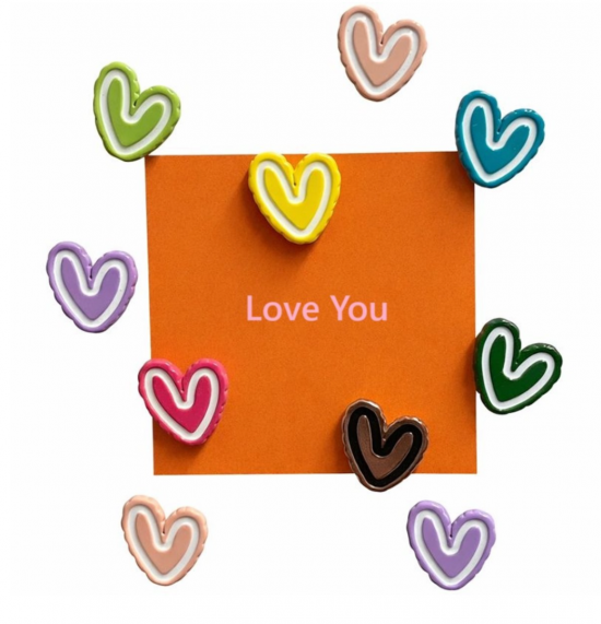 Gekleurde hartjes magneten (9 stuks) 1 van demagneetshop.nl