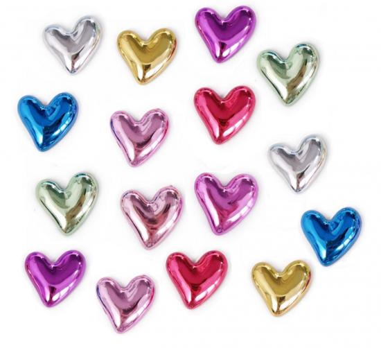Gekleurde hartjes metallic (16 stuks) 1 van demagneetshop.nl