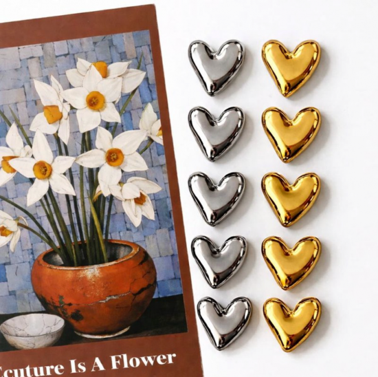 Gouden & Zilveren metallic hartjes (10 stuks) 1 van demagneetshop.nl
