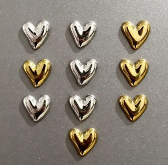 Gouden & Zilveren metallic hartjes (10 stuks) 8 van demagneetshop.nl