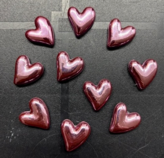 Roze metallic hartjes (10 stuks) 2 van demagneetshop.nl