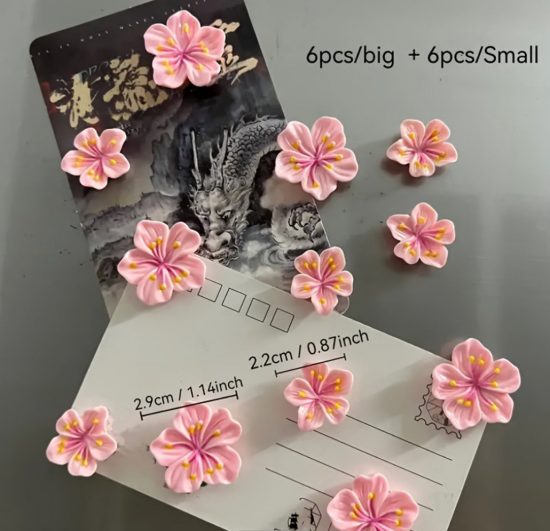 Roze bloemen magneten (12 stuks) 1 van demagneetshop.nl