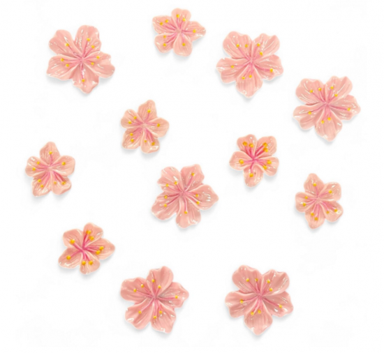 Roze bloemen magneten (12 stuks) 2 van demagneetshop.nl