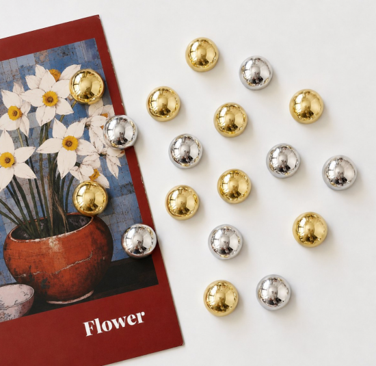 Kleine ronde gouden & zilveren magneten (20 stuks) 2 van demagneetshop.nl