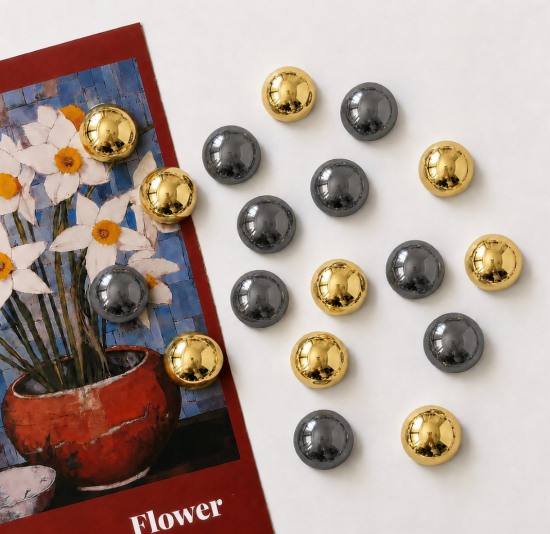 Kleine ronde donker grijze & gouden magneten (20 stuks) 1 van demagneetshop.nl