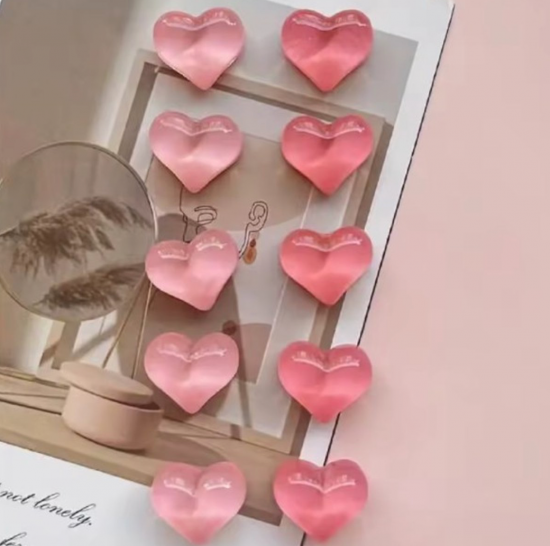 Roze 3D hartjes magneten (10 stuks) 2 van demagneetshop.nl
