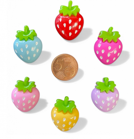 Gekleurde aardbei magneten (6 stuks) 2 van demagneetshop.nl
