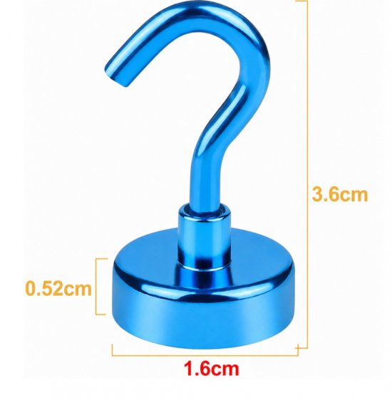 Haakmagneet blauw 16mm x 36mm (1 stuks) 1 van demagneetshop.nl
