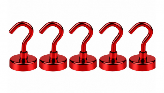 Haakmagneet rood 16mm x 36mm (1 stuks) 2 van demagneetshop.nl