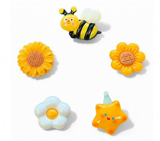 Gele bij en bloem magneten (5 stuks) 1 van demagneetshop.nl
