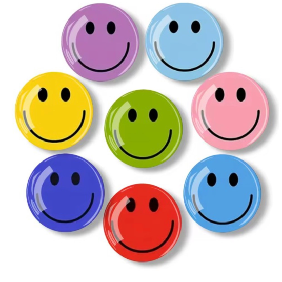 Ronde smiley magneten (8 stuks) 1 van demagneetshop.nl