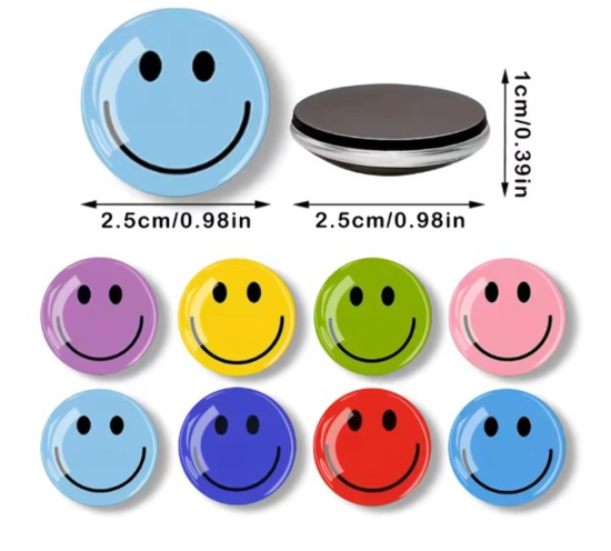 Ronde smiley magneten (8 stuks) 2 van demagneetshop.nl